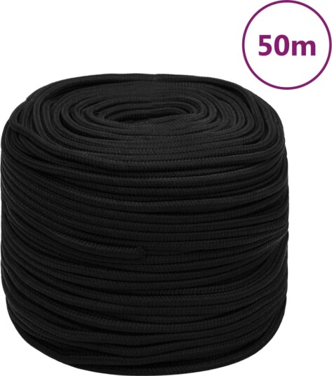 Arbeidstau svart 8 mm 50 m polyester
