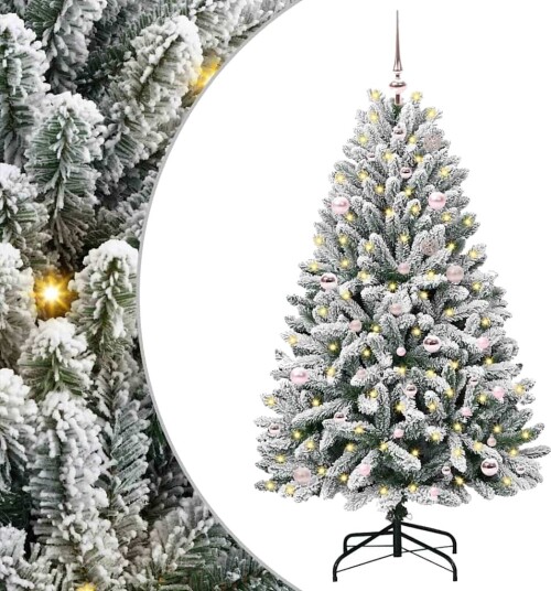 Kunstig juletre Grønn og hvit 150 cm PVC og metall