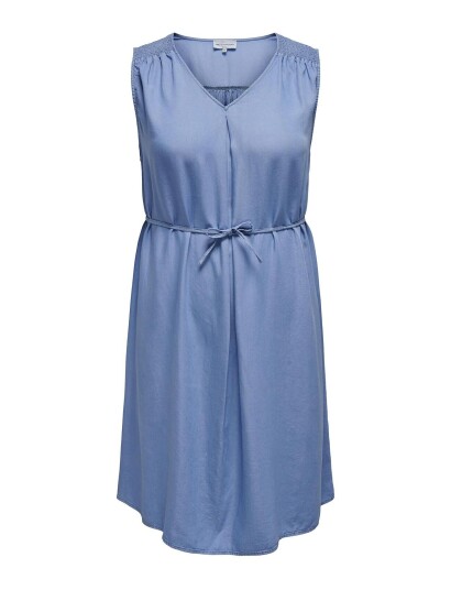 ONLY Carmakoma Carlaura Sl V-Neck Dress Dnm Bin - Blue - 54
