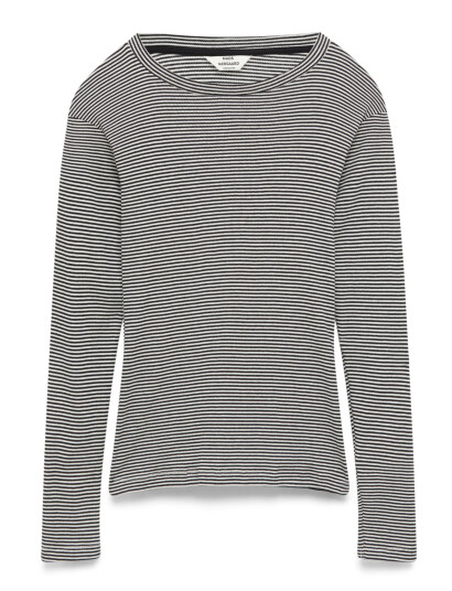 Mads Nørgaard 2X2 Cotton Stripe Tuba Tee Ls - White - XS