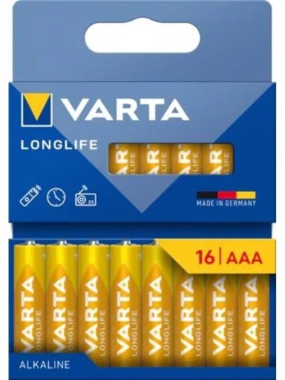 Varta Longlife Power AAA-batterier 16-pakk - Gul Varta Longlife Power AAA-batterier 16-pakk - Gul