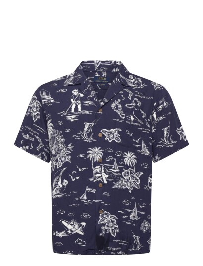 Polo Ralph Lauren Printed Rayon Wvn Shirt Navy M Polo Ralph Lauren Printed Rayon Wvn Shirt Navy M