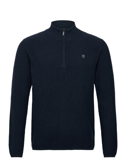 Knowledge Cotton Apparel Organic Cotton Half Zip Pique Knit - Navy - M