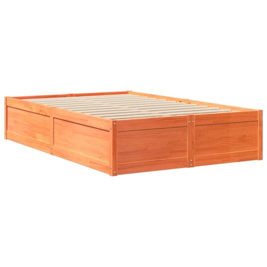 Seng med madrass voksbrun 120x200 cm heltre furu 8721102668371