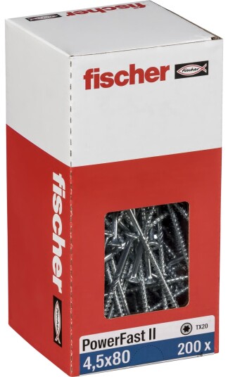 Fischer Treskruer PowerFast II Galvanisert TX (4,5 × 80 mm) 200 Stk.