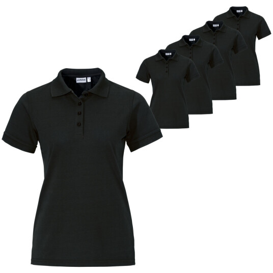 PULSIVA Sunny Kortermet Piqueskjorte Dame Storpakke S Svart - 5 Stykk