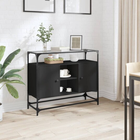 Skjenk med glasstopp svart 98x35x81 cm konstruert tre 8721102638343