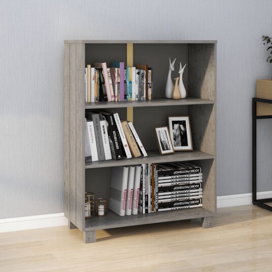 vidaXL Bokhylle lysegr? 85x35x112 cm heltre furu vidaXL Bokhylle lysegr? 85x35x112 cm heltre furu