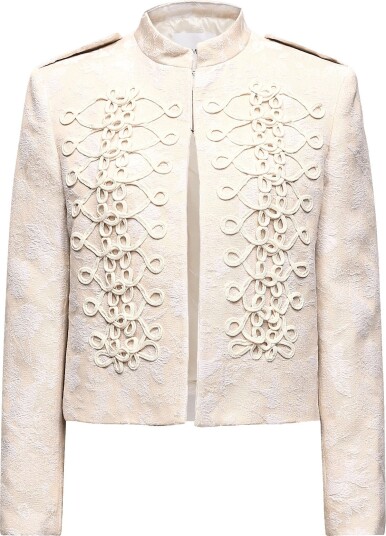 Mango Jacquard Jacket With Frogging Detail LIGHT BEIGE XL