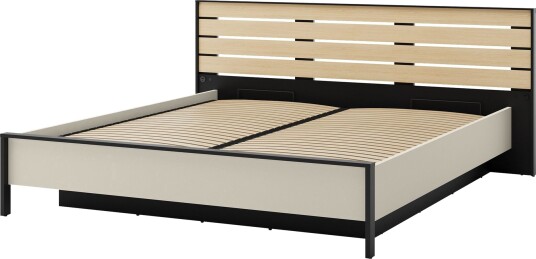 Navron Sengeramme 180x200 cm Beige/Svart