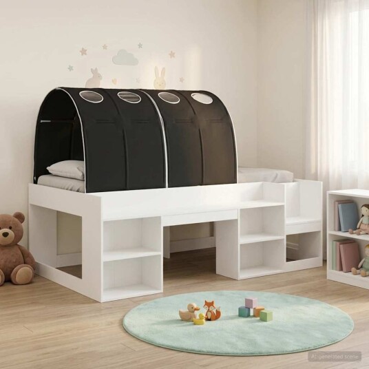  Sengestamme med tunnel 3 pcs Hvit og svart Konstruert tre