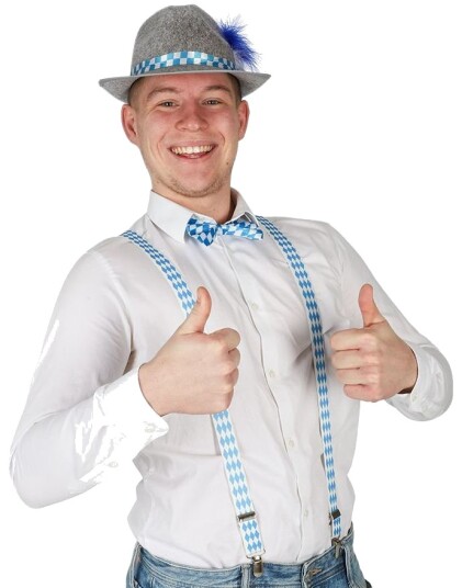 Joker Grå Oktoberfest Tyrolerhatt med Fjær og Bånd