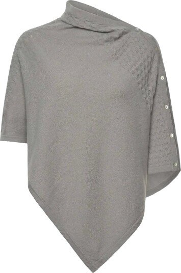 Rosemunde Rwlaica Cashmere Pointelle Poncho   Grey   ONE SIZE