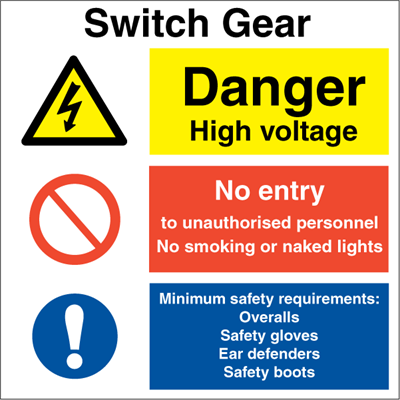 Jo Safety Switch gear Danger High voltage IMO Combi sign 120054
