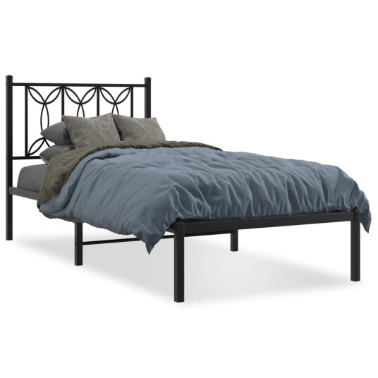  Sengeramme i metall med hodegavl svart 90x190 cm 8721102643835