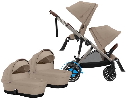 Cybex e Gazelle S Tvillingvogn Almond Beige/Taupe