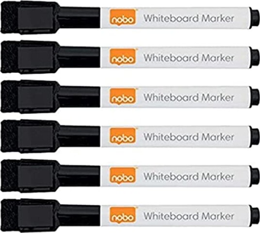 Nobo Whiteboard-tusj Med Magnet Svart 6-pakning Nobo Whiteboard-tusj Med Magnet Svart 6-pakning