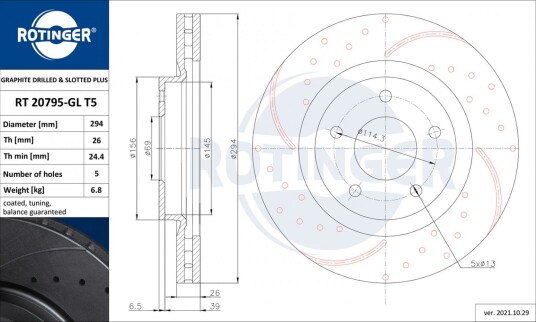Bremseskive ROTINGER RT 20795-GL T5