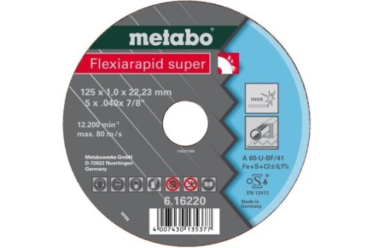 Metabo 616209000 Rustfritt Stål Kutteskive med Flatt Senter 12,5 cm