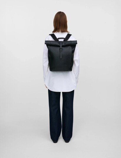 SANDQVIST Leather Rolltop Backpack Black ONE SIZE