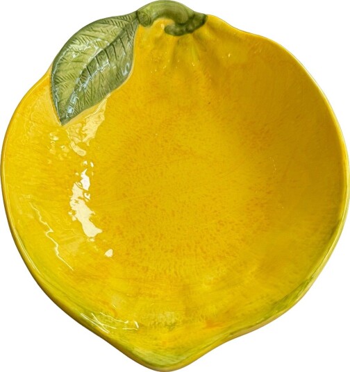 Caja Company Lemon Bowl/Dish, Oval Small - YELLOW/GREEN/WHITE - 13X18 cm.H3.5 cm