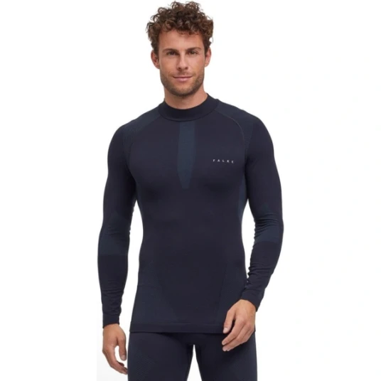 Falke Men's Long Sleeve Shirt Turtle Warm Black M