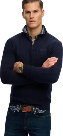 Superdry Essential Emb Knit Half Zip   Navy   XL