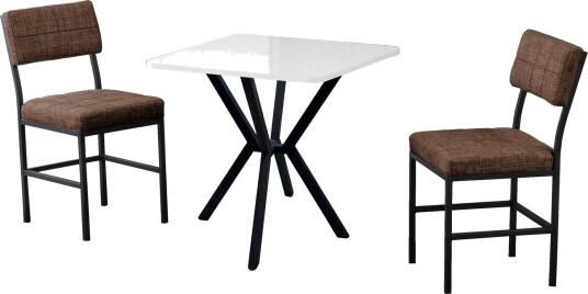 Stedum spisegruppe bord 70 cm + 2 stoler - Brun Hvit