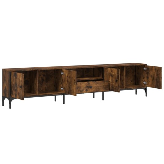 vidaXL TV-benk med skuff røkt eik 200x25x44 cm konstruert tre 8721012340411
