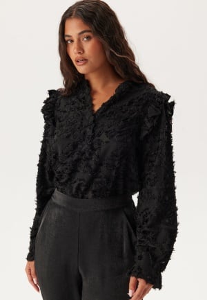 ONLY Onlcammie L/S FRILL TOP Frill Black XS