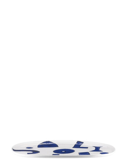 Alessi Oval Serving Dish In White Ceramic Pattern Design By Samiro Yunoki   Blue   ONE SIZE