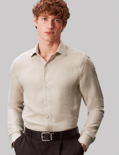 Calvin Klein Slim Ref Linen Bld Sld   Beige   44
