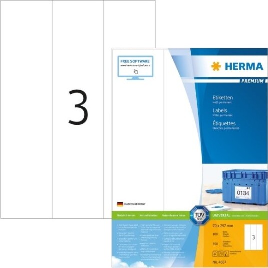 Herma 4657 Hvit Rektangel Permanent Papir Matte Laser/Blekkskriver