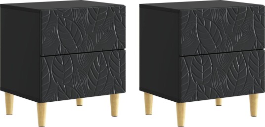  Nattbord 2 pcs Svart 43 x 34,5 x 48 cm Konstruert tre