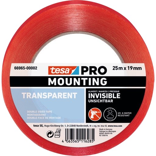 Tesa 66965 Pro Transparent Monteringstape 19mmx25m