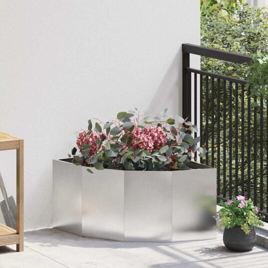 vidaXL Hjørne Plante sølv 60 x 60 x 35 cm Rustfritt stål