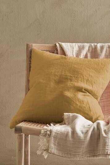 Ellos Home Putetrekk Candice Zip i vasket lin 50x50 cm Grønn