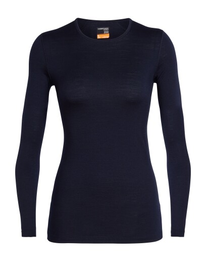 Icebreaker Women's 200 Oasis Long Sleeve Crewe Midnight Navy L