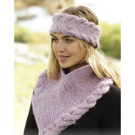 Braided Warmth by DROPS Design Pannebånd og Hals Strikkeoppskrift S L