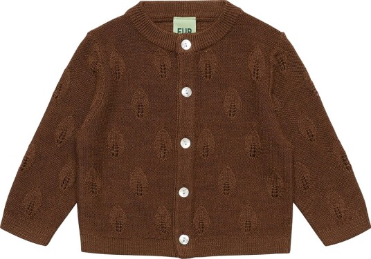 FUB Cardigan Ull Baby Leaf Hasselnøttmelert FUB 68 Cardigan Brun 62