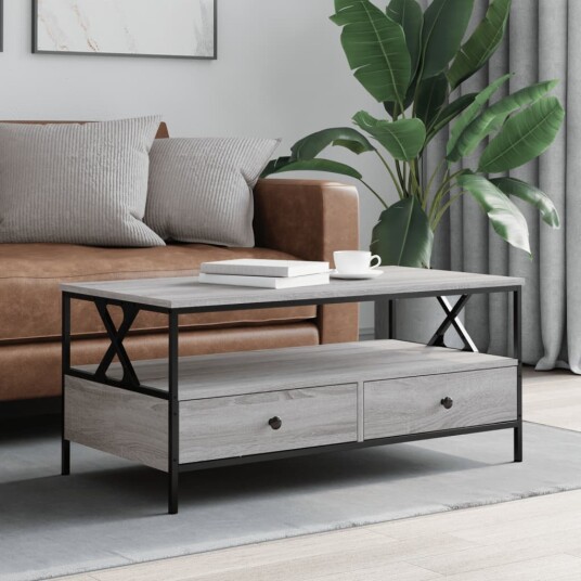  Salongbord grå sonoma 100x51x45 cm konstruert tre 835302