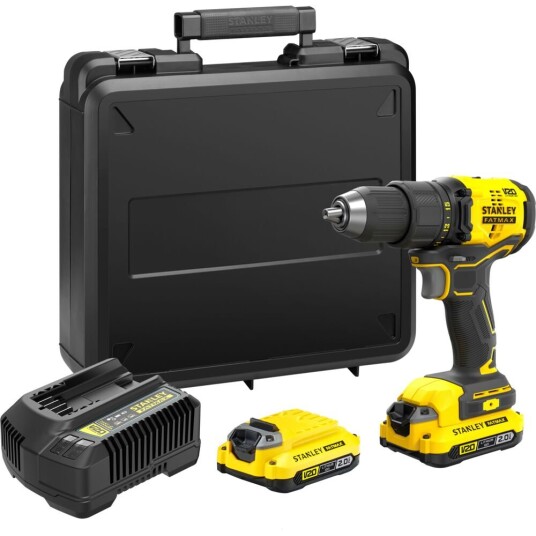 Stanley Drill fatmax 18v med batteri dreiemoment: 80nm batterier: 2stk 2ah sfmcd710d2k med koffert Stanley Drill fatmax 18v med batteri dreiemoment: 80nm batterier: 2stk 2ah sfmcd710d2k med koffert