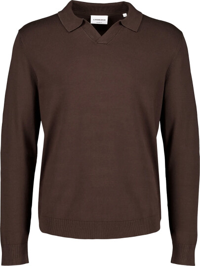 Lindbergh Soft Viscose Blend V Neck Polo Brown L