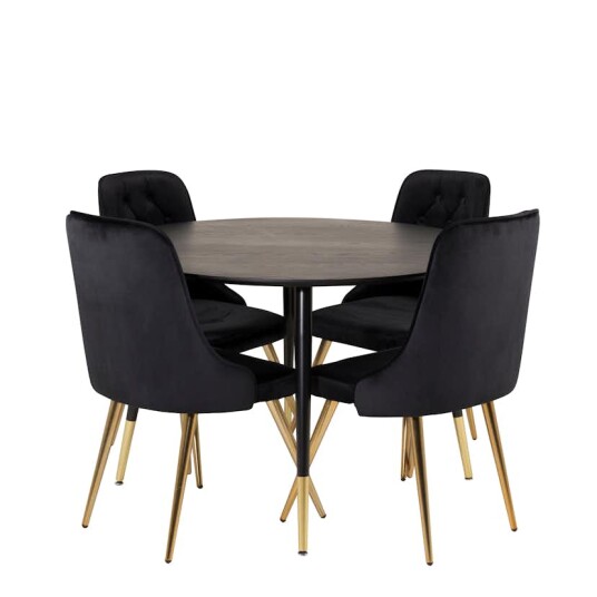 Venture Home Spisegruppe Venture Home Dipp Ø115 cm med 4 Velvet Deluxe Stoler GR19346