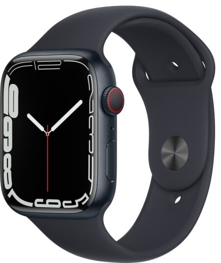 Apple Watch Series 7 45mm GPS+eSIM (midnatt alu/midnatt sportsreim)