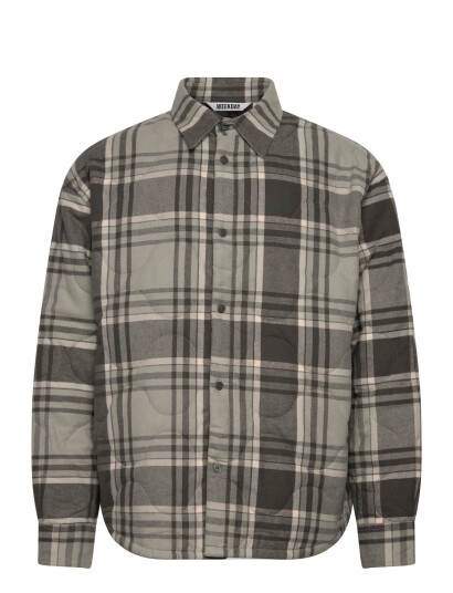 Weekday Padded Flannel Overshirt Jacket - Grey - S Weekday Padded Flannel Overshirt Jacket - Grey - S