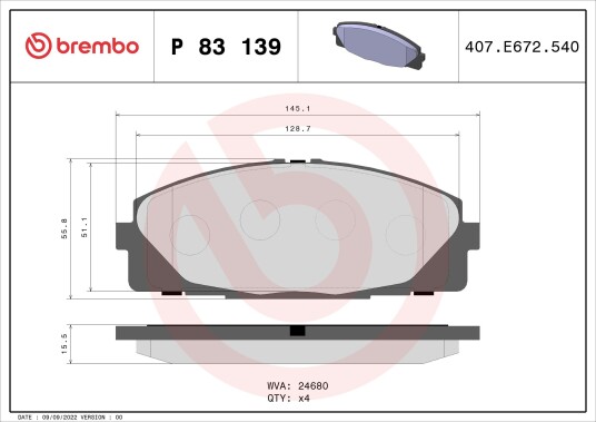 Bremseklosser BREMBO P 83 139