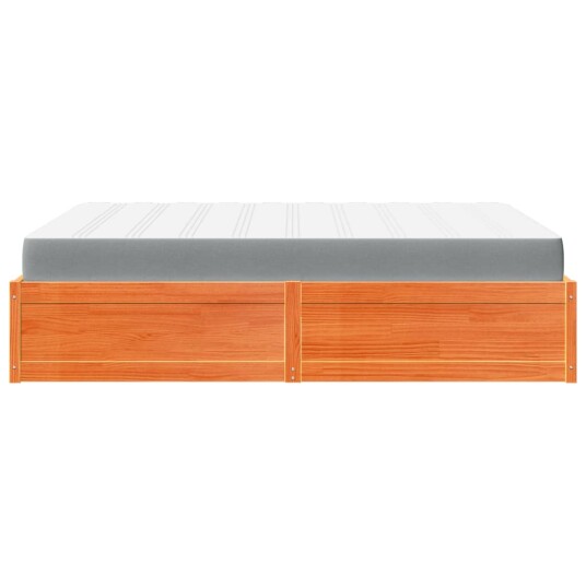 Seng med madrass voksbrun 160x200 cm heltre furu 8721102668289