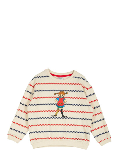 Pippi Langstrømpe Square Stripe Sweatshirt   Cream   110