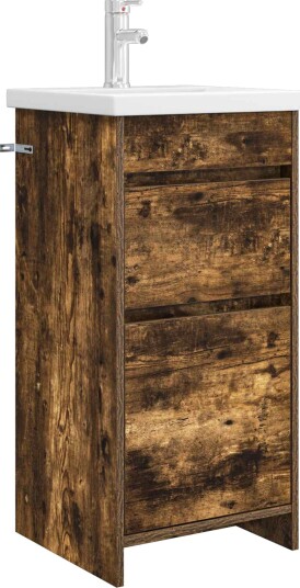 Badmøbel med vask Røkt Eik 42 x 40 x 84,5 cm Konstruert tre Badmøbel med vask Røkt Eik 42 x 40 x 84,5 cm Konstruert tre